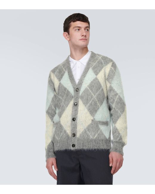 Cardigan Argyle en laine melangee AMI pour homme en coloris Gray