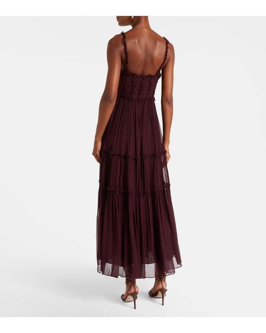 Ulla Johnson Purple Talitha Ruffled Silk Chiffon Midi Dress