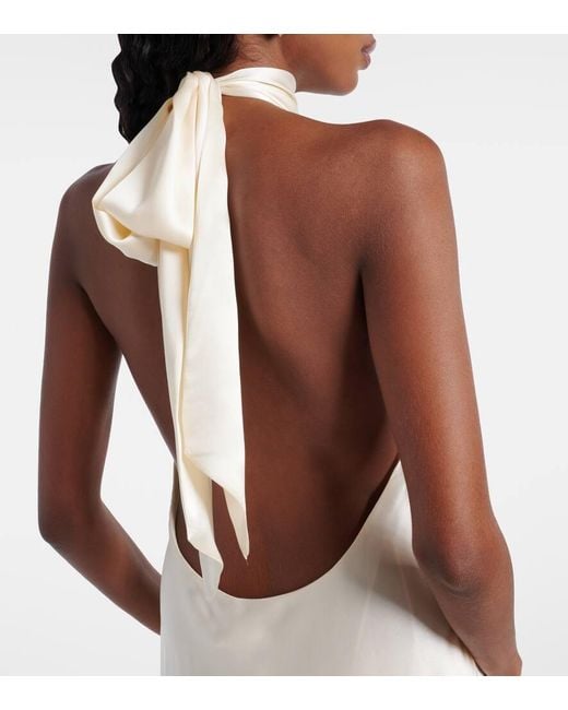 Vestido Corto Capucine De Saten De Seda Rixo de color White