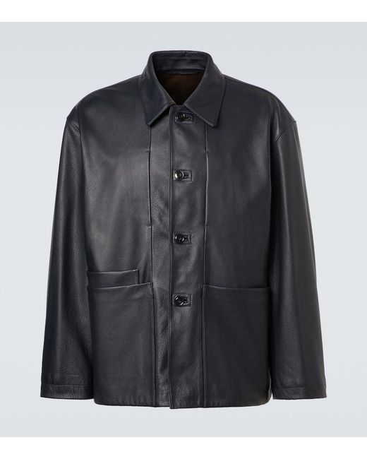 Lemaire Black Leather Jacket for men