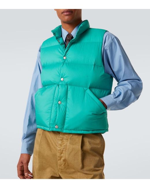 Auralee Green Quilted Down Vest for men
