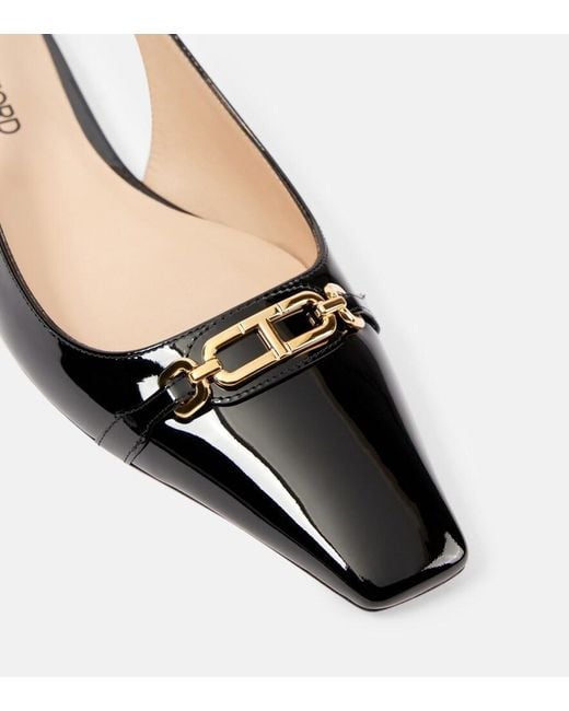 Tom Ford Black Whitney Patent Leather Slingback Flats