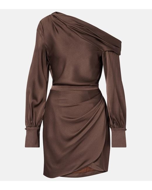 Jonathan Simkhai Brown Cameron Draped One-Shoulder Minidress