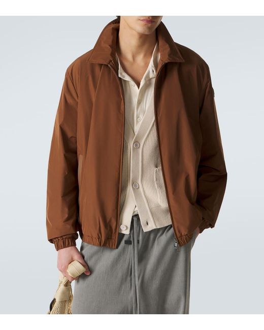 Moncler Brown Socot Leather-Trimmed Blouson Jacket for men