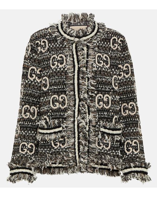 Gucci Black GG Boucle And Lame Jacket