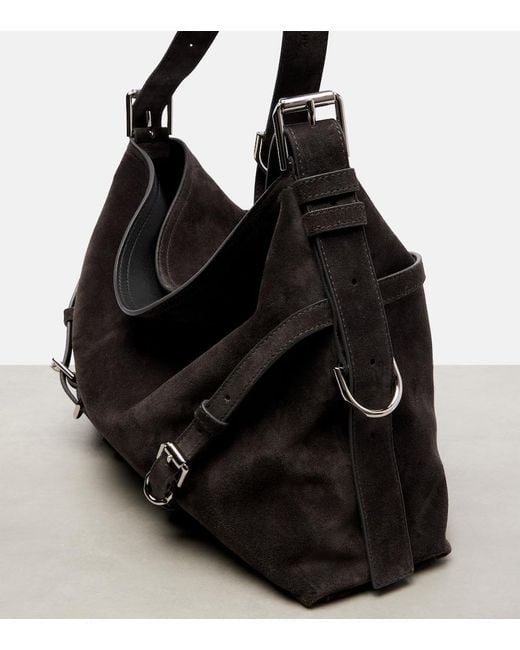 Givenchy Black Voyou Medium Suede Shoulder Bag