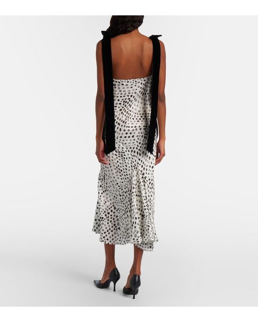 Nina Ricci White Polka-Dot Satin Midi Dress