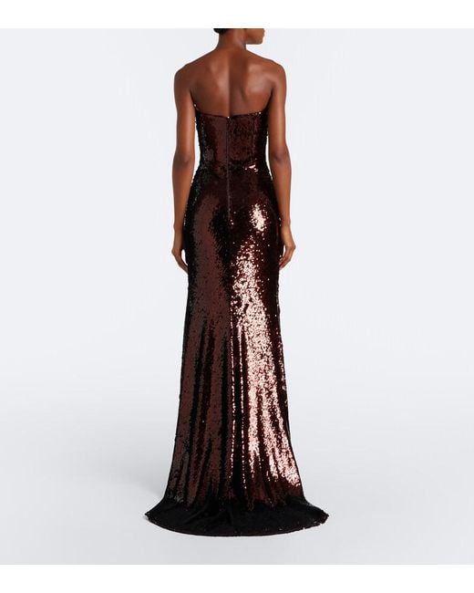 Alex Perry Brown Sequined Bustier Gown