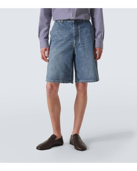 Bottega Veneta Blue Mid-rise Denim Shorts for men