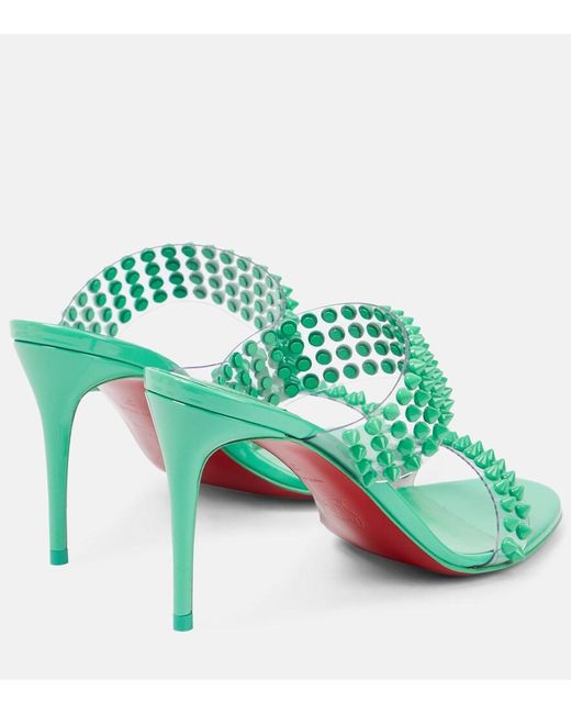 Christian Louboutin Green Spike Only 85 Pvc And Leather Sandals