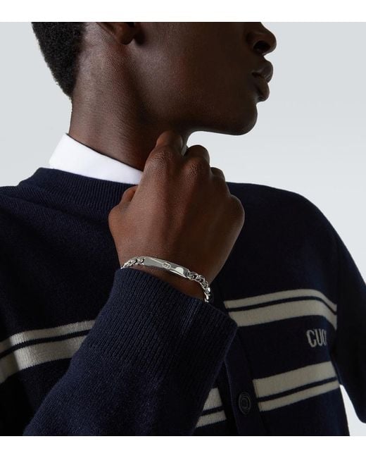 Gucci Metallic Tag Gourmette Chain Bracelet for men