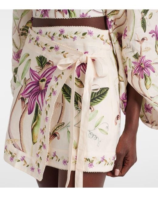 Agua Bendita Pink Luna Printed Linen Beach Cover-Up