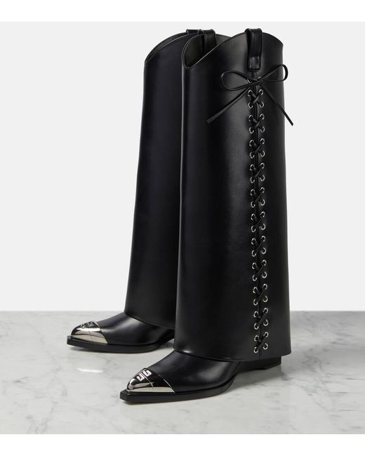 Botas altas Shark Lock Cowboy de piel Givenchy de color Black