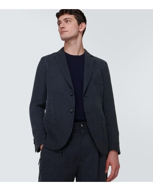 Giorgio Armani Blue Pinstripe Blazer for men