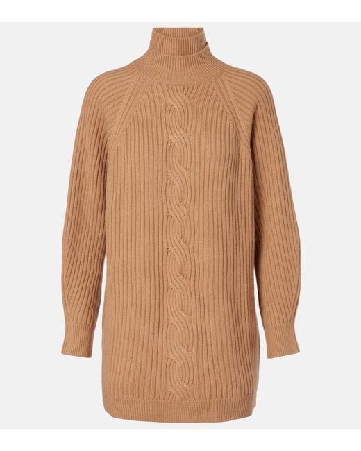 Max Mara Brown Alcazar Wool And Cashmere Turtleneck Sweater