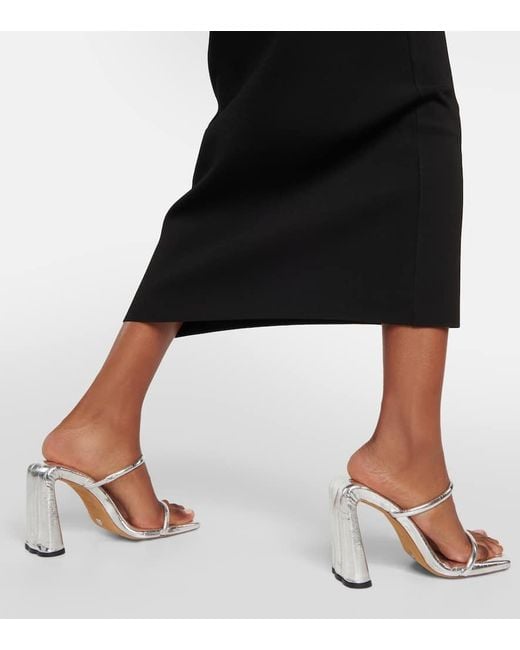 Proenza Schouler White Square Slide Metallic Leather Sandals