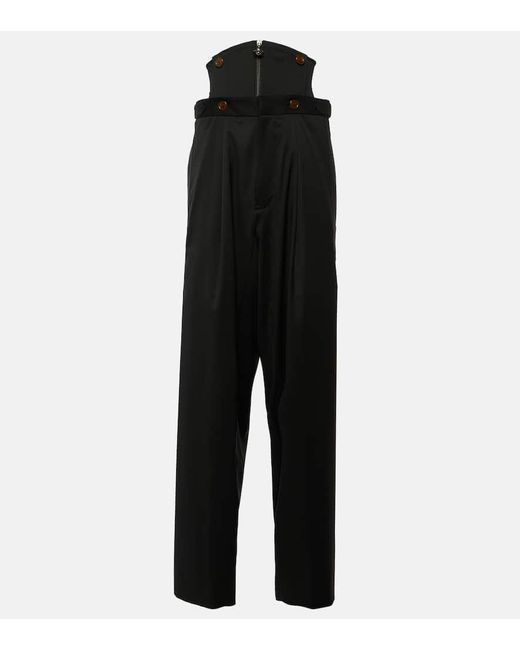 Vivienne Westwood Black Corset Wool Tapered Pants