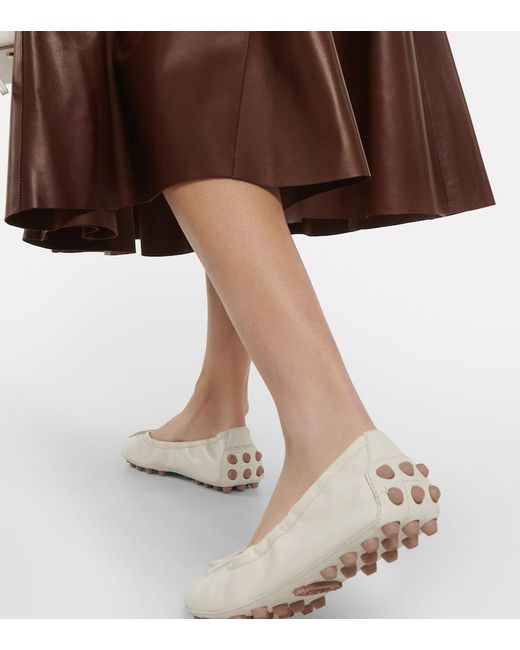 Tod's White Leather Ballet Flats