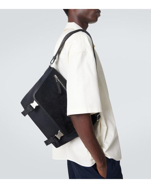 Loewe Black Flex Medium Canvas And Suede Messenger Bag for men