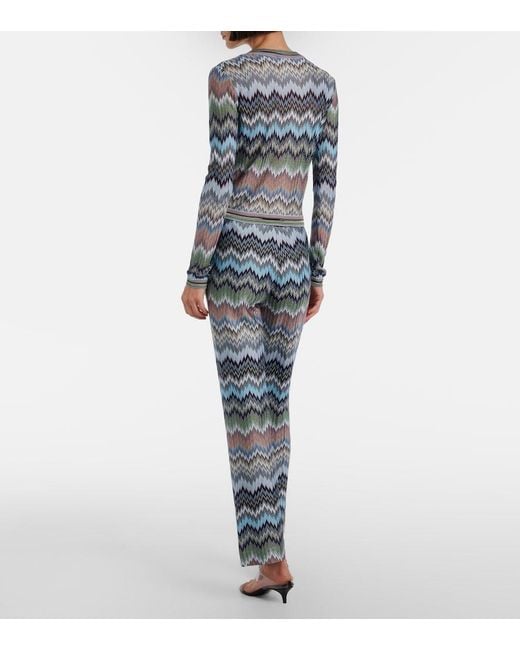 Missoni Blue Zigzag Straight Pants
