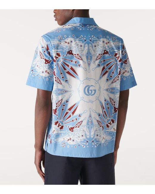 Gucci Hemd Aus Baumwolle Mit Doppel G Bandana-Print in Blue für Herren