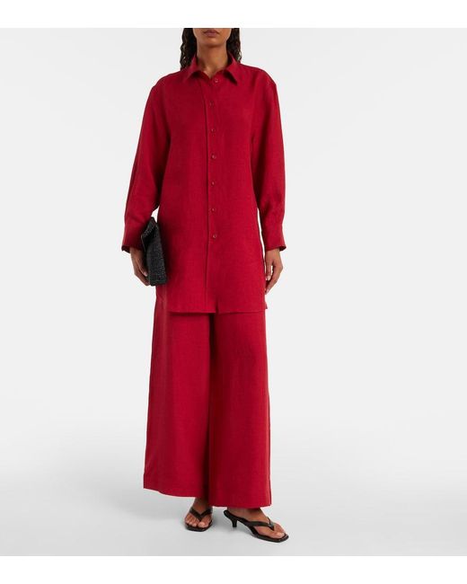 Eres Red Mignonette Oversized Linen Shirt