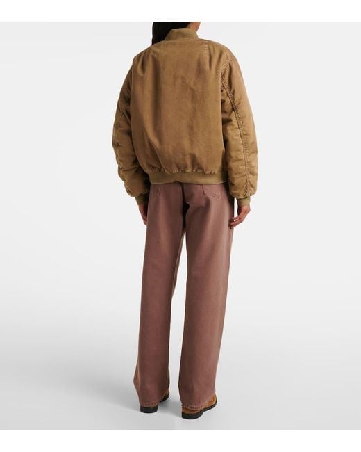 Chaqueta Bomber De Gabardina De Algodon Miu Miu de color Brown