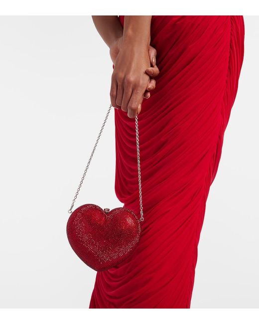 Judith Leiber Red L'Amour Petit Cour Embellished Clutch