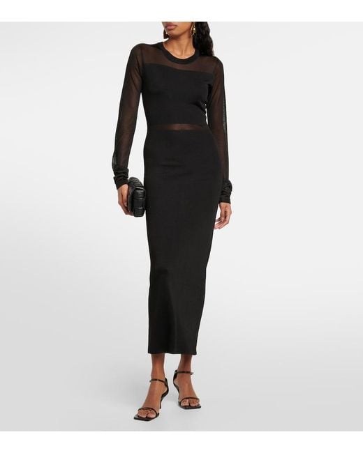 Totême Black Semi-Sheer Knitted Maxi Dress