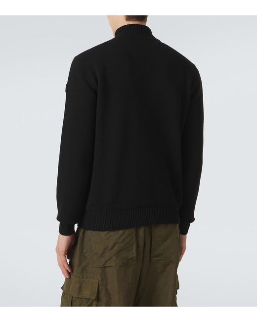 Moncler Black Wool And Cashmere Half-Zip Sweater for men