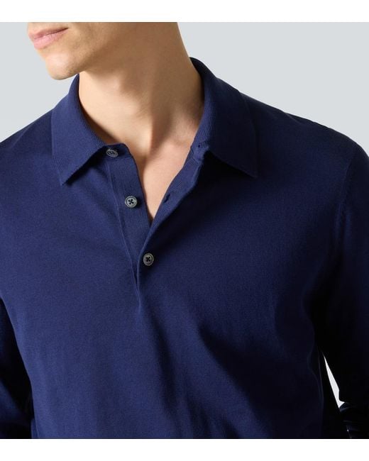 Tom Ford Blue Cotton Polo Sweater for men
