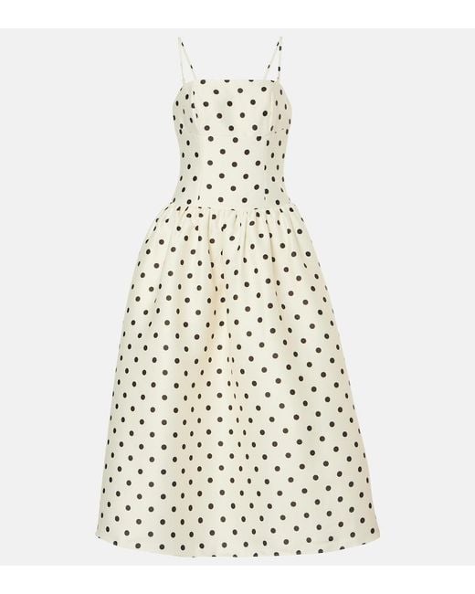 Self-Portrait White Polka-Dot Taffeta Corset Dress