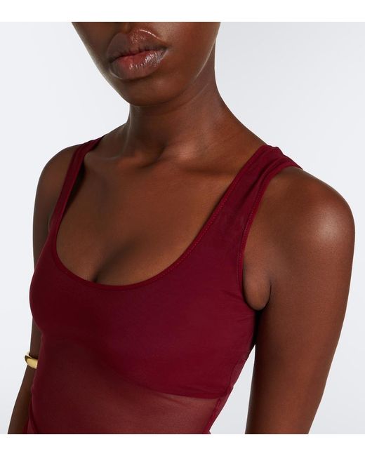 Nensi Dojaka Red Semi-Sheer Tank Top