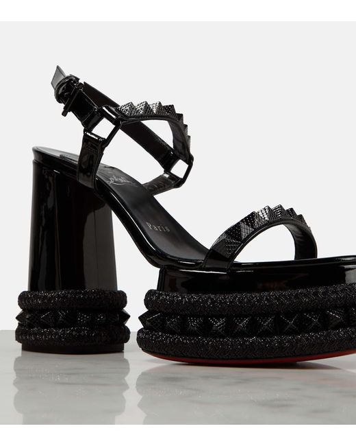 Christian Louboutin Black Superaclou 130 Patent Platform Sandal