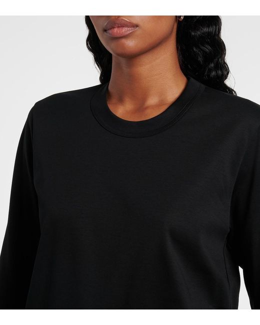 Noir Kei Ninomiya Black Tulle-Trimmed Cotton Jersey Top