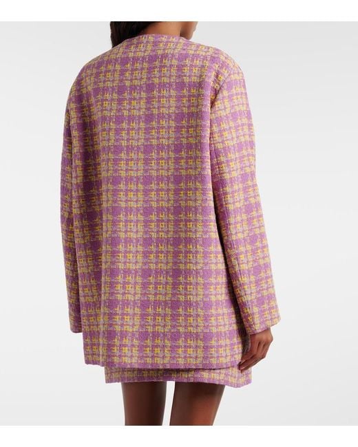 Gucci Pink Checked Cotton-Blend Tweed Jacket