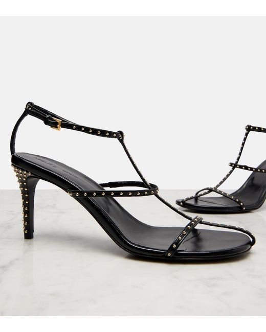Khaite Black Cage 75 Studded Leather Sandals