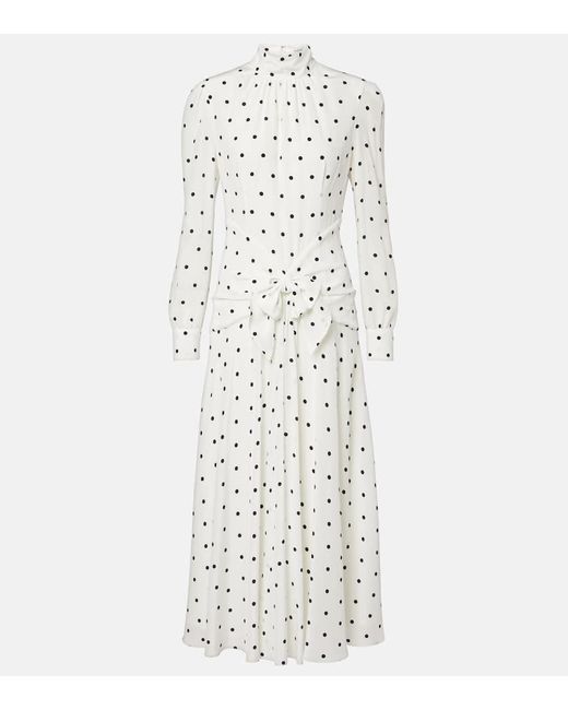 Robe Midi En Soie A Pois Alessandra Rich en coloris White