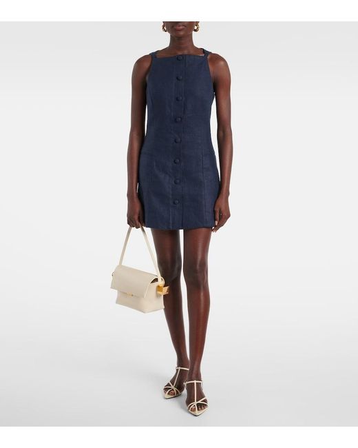 Faithfull The Brand Blue Ambra Linen Minidress