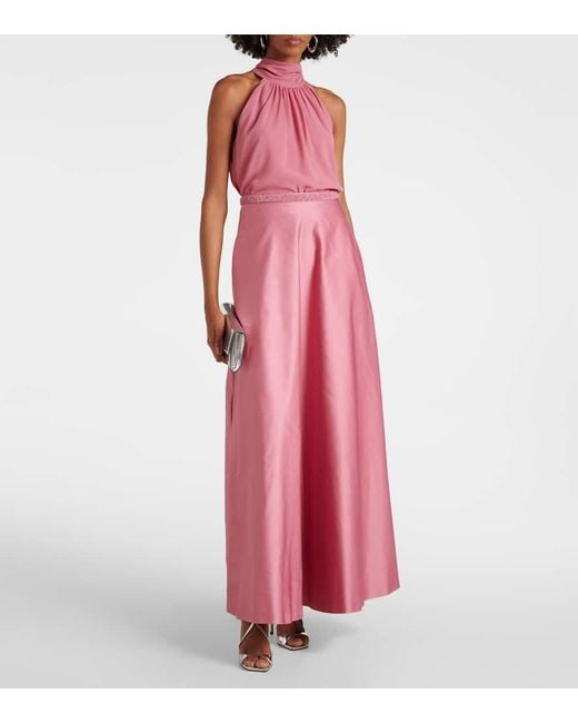 Falda Larga Elegante Brasile De Saten Max Mara de color Pink