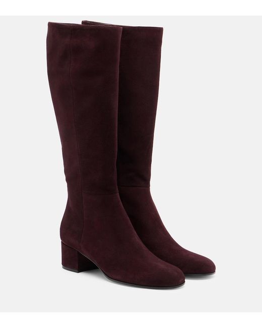 Gianvito Rossi Red Joelle Suede Knee-High Boots