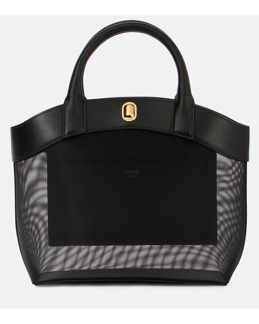 SAVETTE Black Tote Tondo Small Aus Mesh