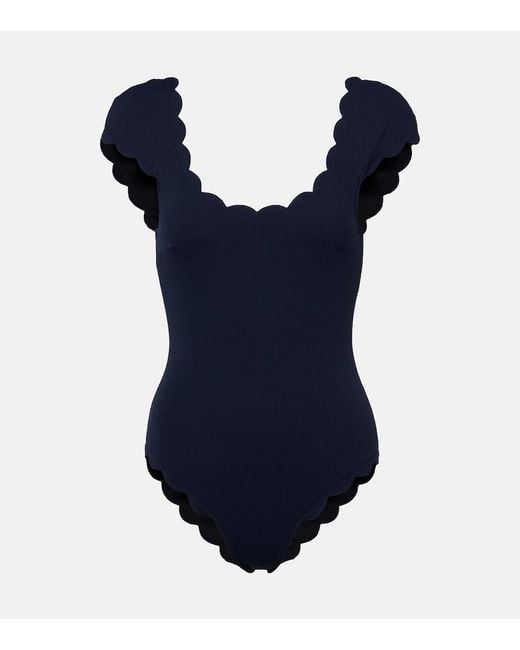 Marysia Swim Blue Mexico Reversible Scalloped Swimsuit