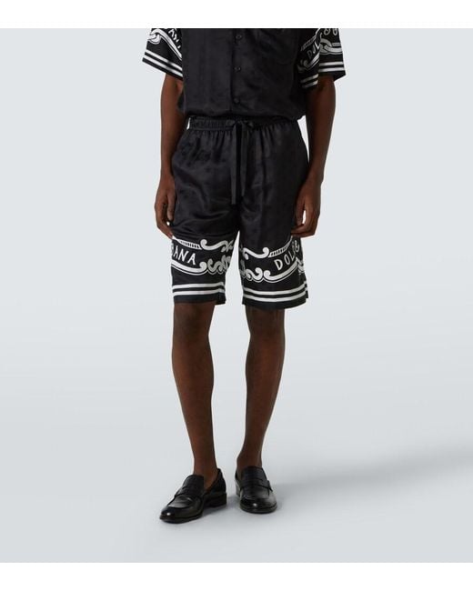 Dolce & Gabbana Black Silk Shorts for men