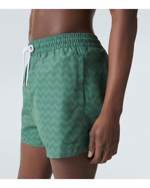 Missoni Green Zigzag Swim Trunks for men