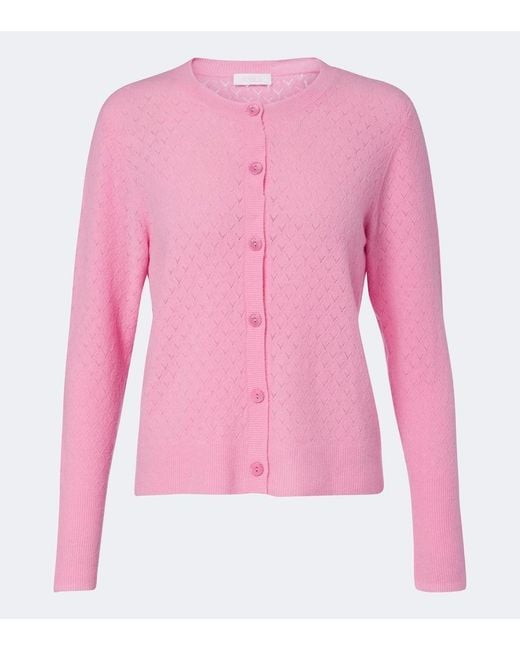 Eres Pink Sucrerie Pointelle Wool-Blend Cardigan