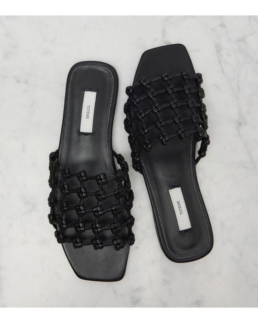 Totême Black Woven Leather Slides