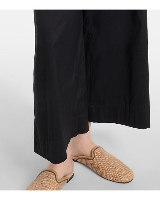 Max Mara Blue Pece Cropped Cotton-Blend Wide-Leg Pants