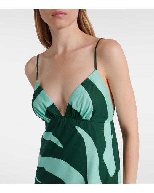 Johanna Ortiz Green Zea Palm Cotton Poplin Maxi Dress