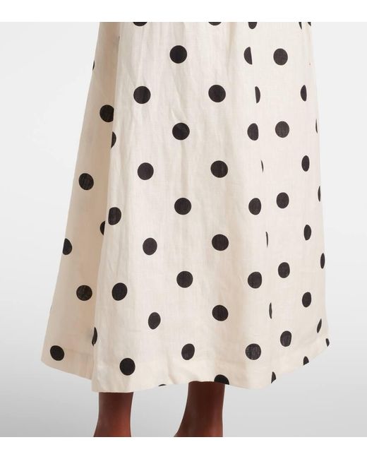 Vestido Midi De Lino Con Lunares Y Lazos Zimmermann de color White